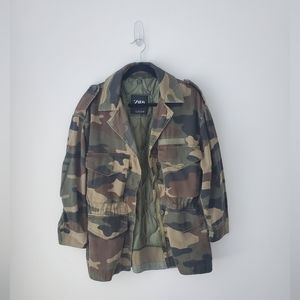 Zara oversized double layer camo army inspired jacket